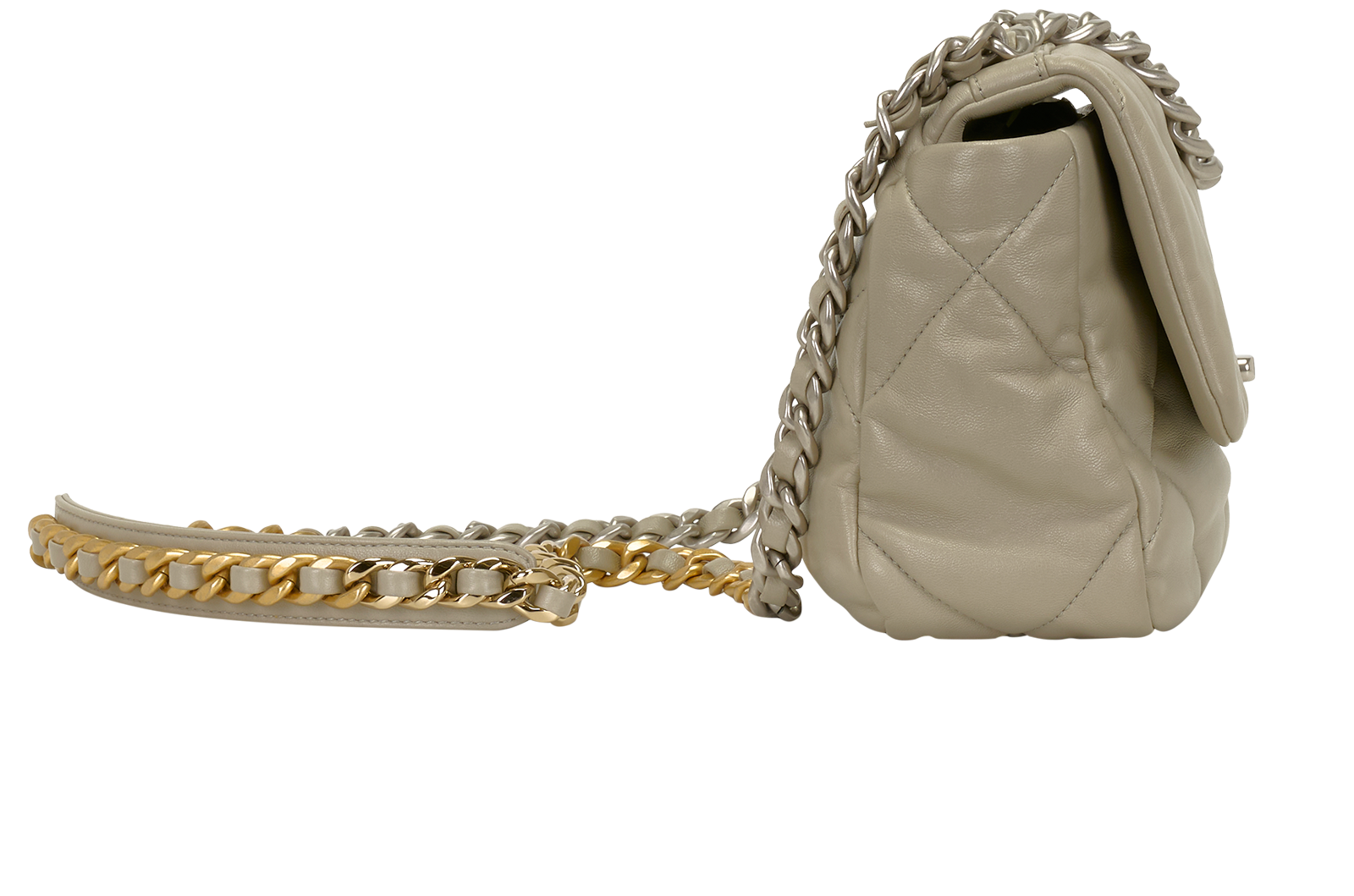 Medium 19, &pound;3,800, Handbags, Grey, Lambskin Leather, Side view
